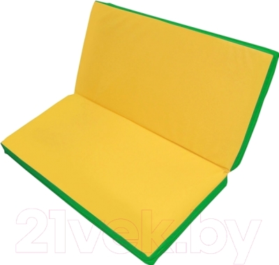 Гимнастический мат No Brand Складной 1x1x0.1м (желтый/зеленый)