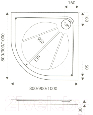 Душевой поддон Good Door Эклипс 80x80 (мрамор)