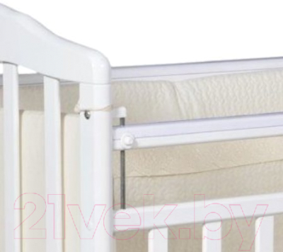 Детская кроватка Антел Алита-2 (белый) - Фото кнопки опускания планки кровати на примере другой расцветки товара 