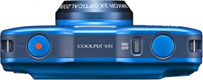 Компактный фотоаппарат Nikon Coolpix S31 Blue - вид сверху