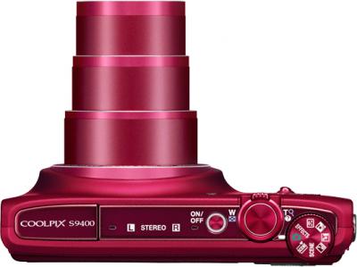Компактный фотоаппарат Nikon Coolpix S9400 Red - вид сверху