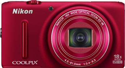 Компактный фотоаппарат Nikon Coolpix S9400 Red - вид спереди