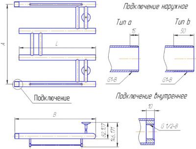 Полотенцесушитель водяной Gloss & Reiter Модерн М3 50x50 (1") - схема