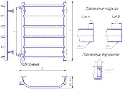 Изображение товара Полотенцесушитель водяной Gloss & Reiter Terra LeRi ЛБ.50x60.Т5 (1")