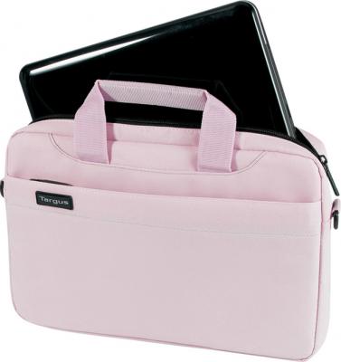 Сумка для ноутбука Targus Slim Netbook Case Pink (TSS18003EU) - вид спереди с нетбуком