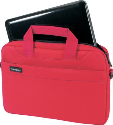 Сумка для ноутбука Targus Slim Netbook Case Red (TSS18004EU) - вид спереди с нетбуком