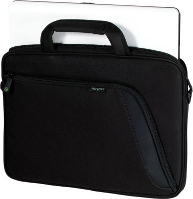Сумка для ноутбука Targus Eco Spruce Slipcase TBS045EU-51 (черный) - общий вид с ноутбуком