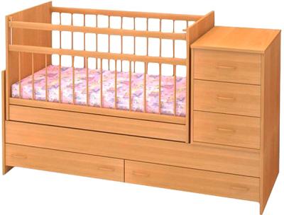 Детская кровать-трансформер Бэби Бум Варвара (бук) - общий вид