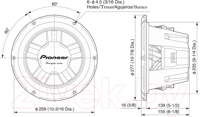 Головка сабвуфера Pioneer TS-W261D4