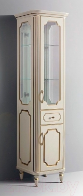 Шкаф-пенал для ванной Belux Каталония ПВ30-01 правый (37, слоновая кость/патина золото) - вид в интерьере