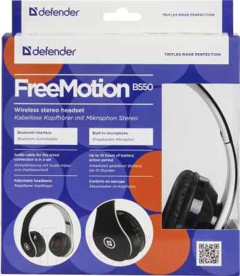 Изображение товара Беспроводные наушники Defender FreeMotion B550 / 63550 (черный)