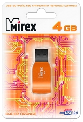 Usb flash накопитель Mirex Racer Orange 4GB / 13600-FMUORC04