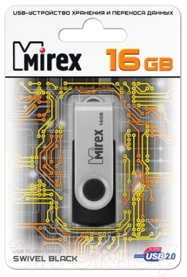 Usb flash накопитель Mirex Swivel Rubber Black 16GB (13600-FMURUS16)