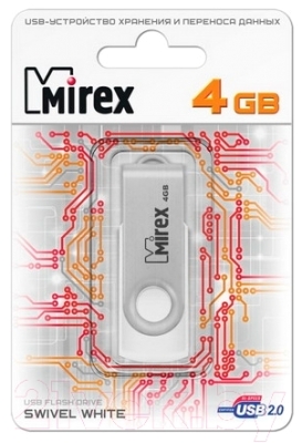 Usb flash накопитель Mirex Swivel White 4GB / 13600-FMUSWT04