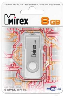 Usb flash накопитель Mirex Swivel White 8GB / 13600-FMUSWT08
