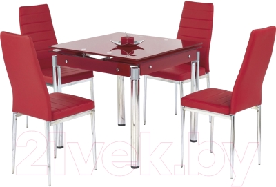 Обеденный стол Halmar Kent (красный/хром)