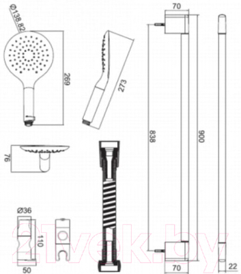 Душевой гарнитур Bravat Snow D157CP-2