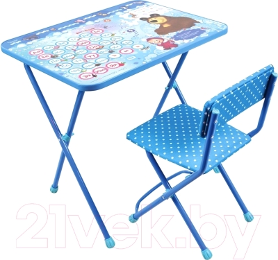 Комплект мебели с детским столом Ника КП2/18 Маша и Медведь. Азбука 4 (голубой)