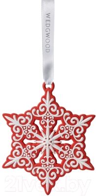 Елочная игрушка Wedgwood Christmas 2015 "Pierced Snowflake Red"