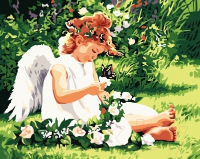 Картина по номерам Menglei Ангелочек в саду (MG310)