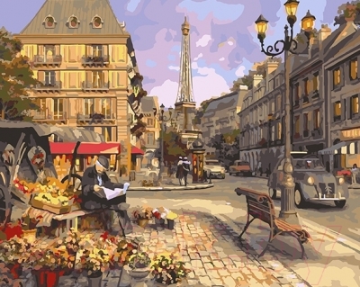Картина по номерам Picasso Цветочная лавка Парижа (PC4050127)