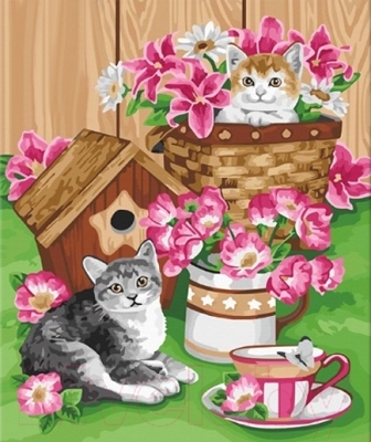 Картина по номерам Truehearted Котята и цветы (HB5060007)