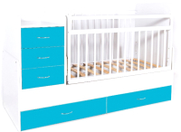 Детская кровать-трансформер Bambini М.01.10.01 (белый/голубой) - 