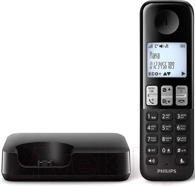 Беспроводной телефон Philips D2301B/51 (черный)
