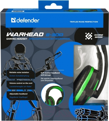 Наушники-гарнитура Defender Warhead G-300 / 64128 (зеленый)