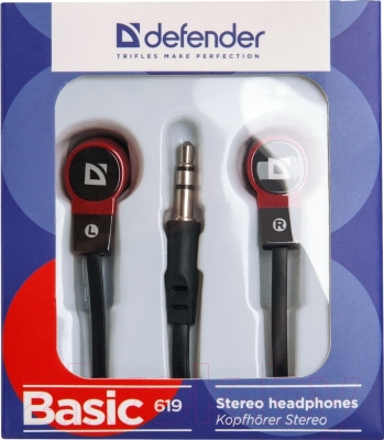 Наушники Defender Basic 619 / 63619 (черный/красный)