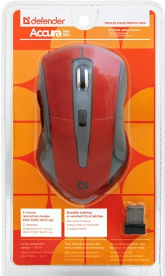 Мышь Defender Accura MM-965 / 52966 (красный)