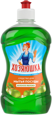 Изображение товара Средство для мытья посуды Хозяюшка Зеленое яблоко (500 мл)