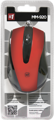 Мышь Defender #1 MM-920 / 52920 (красный/черный)