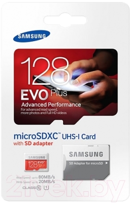 Карта памяти Samsung EVO+ microSDXC 128GB (MB-MC128DA/RU)