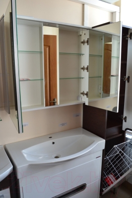 Шкаф с зеркалом для ванной Ювента Monza MnMC-70 (венге)