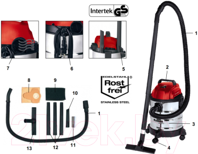 Профессиональный пылесос Einhell TC(TH)-VC 1820 S (2342167)