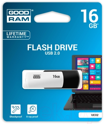 Usb flash накопитель Goodram UC02 16GB (UCO2-0160KWR11) (черный/белый)
