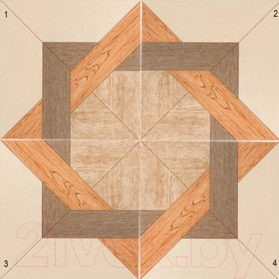 Плитка М-Квадрат Рома 724761 (330x330, светло-бежевый) - Образец орнамента из четырех плиток