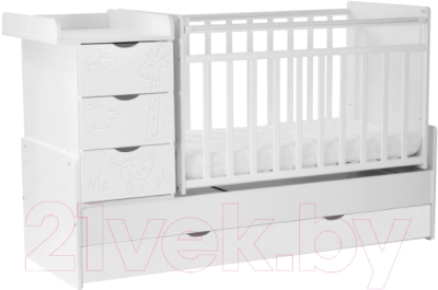 Детская кровать-трансформер СКВ Жираф 540031 (белый)
