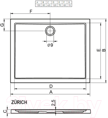 Душевой поддон Riho Zurich DA76 242 (130x80)