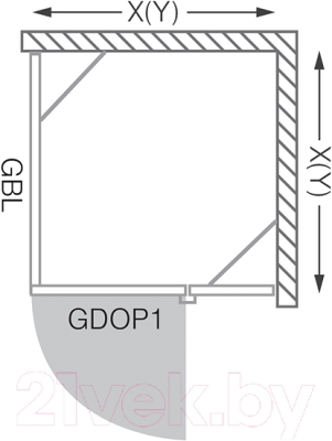 Душевая стенка Roltechnik Elegant Line GBL1/90 (хром/прозрачное стекло) - схема стенки в комплекте с дверью