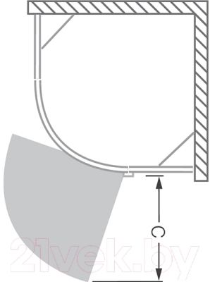 Душевой уголок Roltechnik Elegant Line GRP1/90 R55 (хром/прозрачное стекло) - схема, с — 83 см