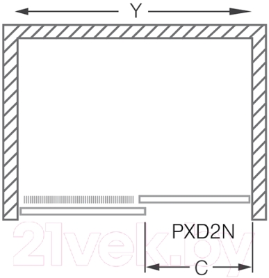 Душевая дверь Roltechnik Proxima Line PXD2N/160 (хром/прозрачное стекло) - ширина входа (с) 65 см