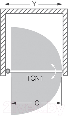 Душевая дверь Roltechnik Tower Line TCN1/100 (сатин/прозрачное стекло) - y — 97.5-101 см, c – 88 см