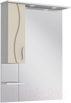 Шкаф с зеркалом для ванной Ювента Briz БШН32-65 (бежевый, левый)