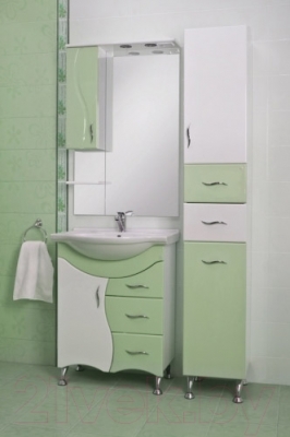 Шкаф с зеркалом для ванной Ювента Briz БШН32-65 (салатовый, левый)