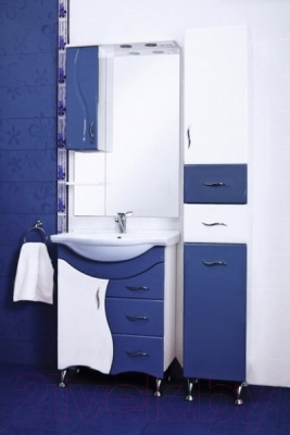 Шкаф с зеркалом для ванной Ювента Briz БШН32-65 (синий, левый)