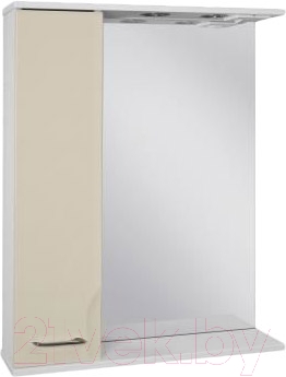 Шкаф с зеркалом для ванной Ювента Франческа ФШН32-65 (бежевый, левый)