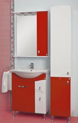 Шкаф с зеркалом для ванной Ювента Франческа ФШН32-65 (красный, правый)