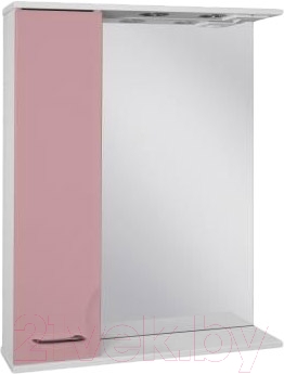 Шкаф с зеркалом для ванной Ювента Франческа ФШН32-65 (розовый, левый)